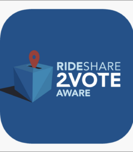 Rideshare2Vote logo on EJP portfolio page. Work included Political Advertising Campaign.