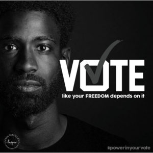 #PowerInYourVote Vote graphic EJP Marketing Co created for client